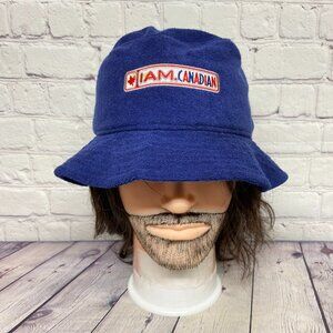 Bucket Hat Fleece Cap Navy Blue I Am Canadian Beer Brew Brewery One Size Fit All